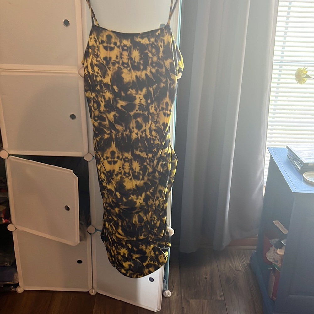 Yellow and Black Printed Dress